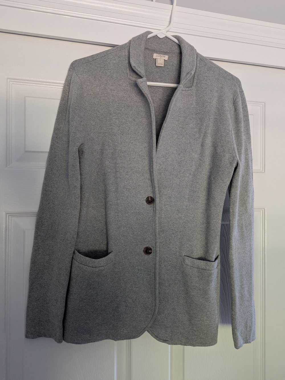 J. Crew Gray Knit Notch-Collar Sweater Blazer